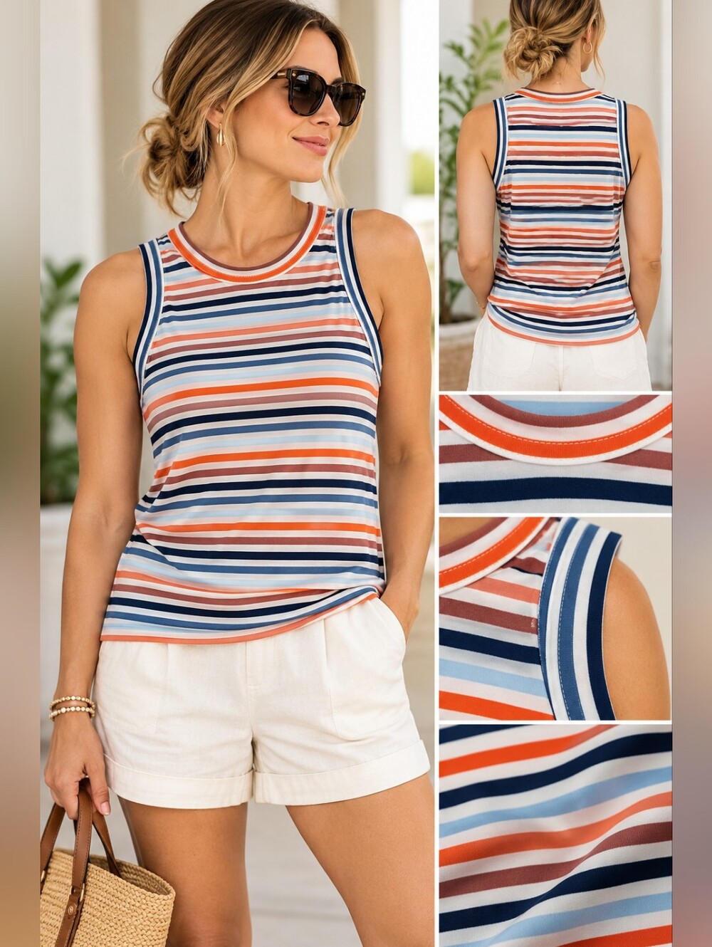 Jones New York Multicolor Striped Sleeveless Tank Top – Size S